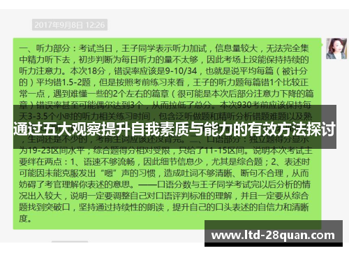 通过五大观察提升自我素质与能力的有效方法探讨